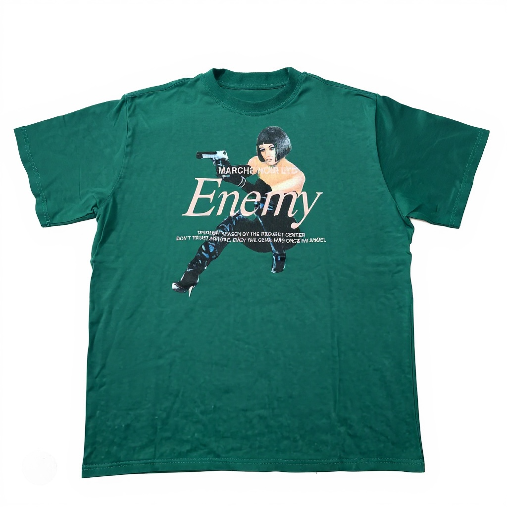 T-shirt marché noir vert