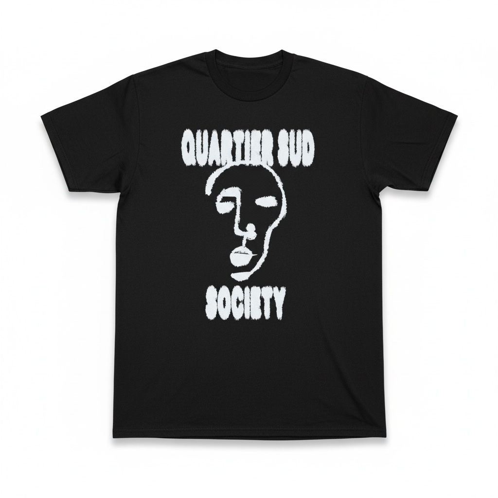 T-shirt Noir Visage - Quartier Sud