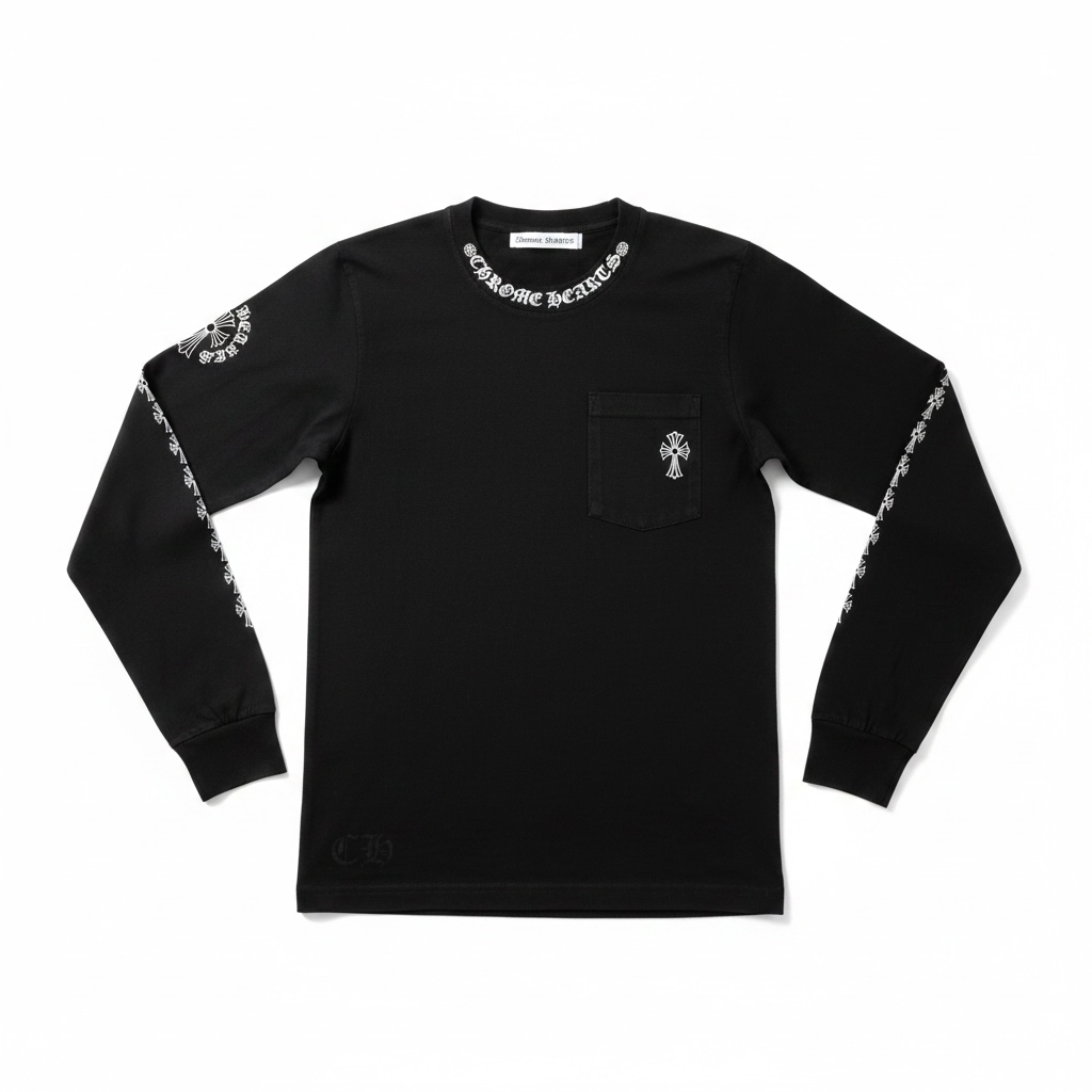 Longsleeve Chrom Heart Neck logo noir
