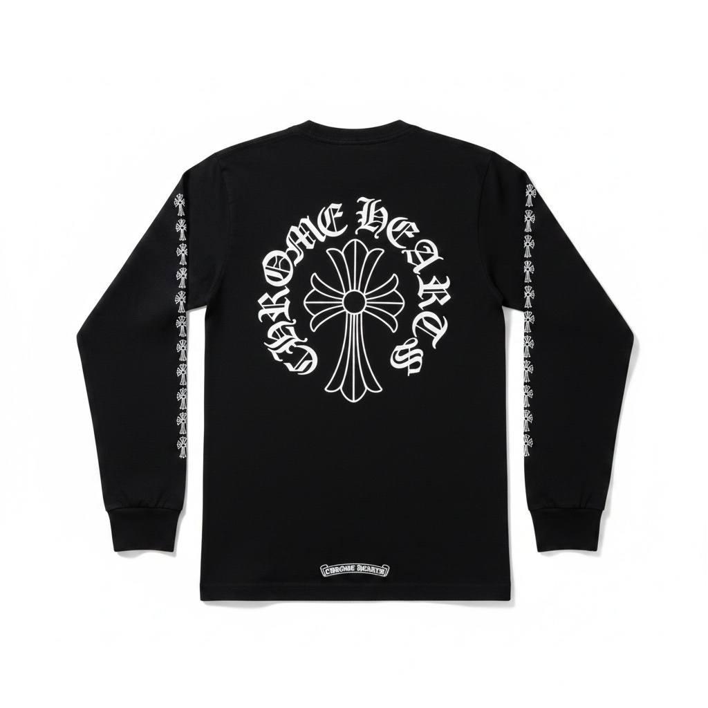 Longsleeve Chrom Heart Neck logo noir