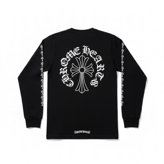 Longsleeve Chrom Heart Neck logo noir