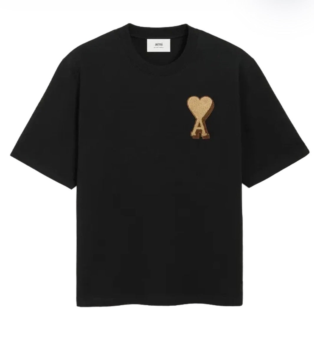 Ami Paris T-shirt Ami de coeur Patch Black Beige