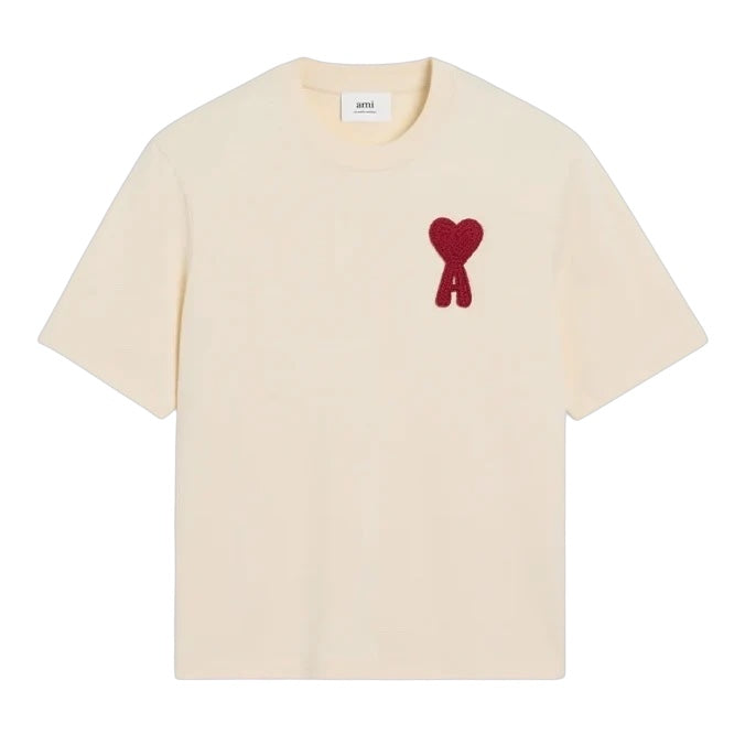 T-Shirt Beige Patch Ami de Coeur Rouge