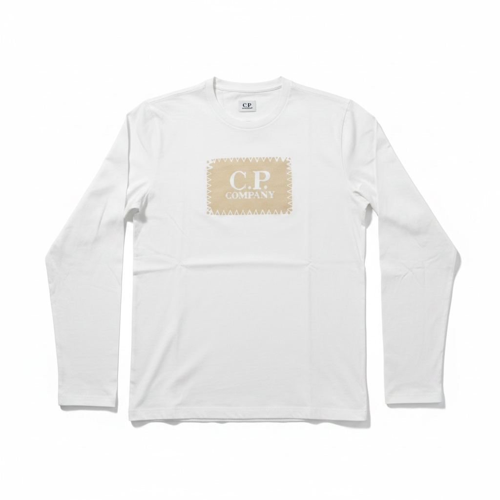 Longsleeve blanc logo central CP company