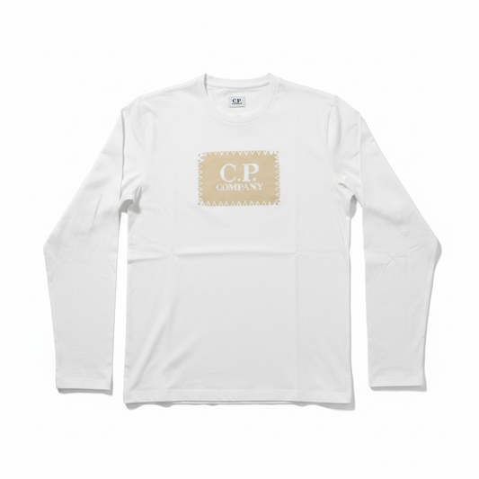 Longsleeve blanc logo central CP company