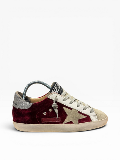 Golden Goose Super star en velour rouge